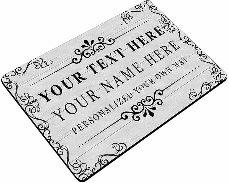 InterestPrint Customized Welcome Door Mat Personalized Add Your Own Text Name on Doormat White Design Indoor Outdoor Rug Decor Non Slip