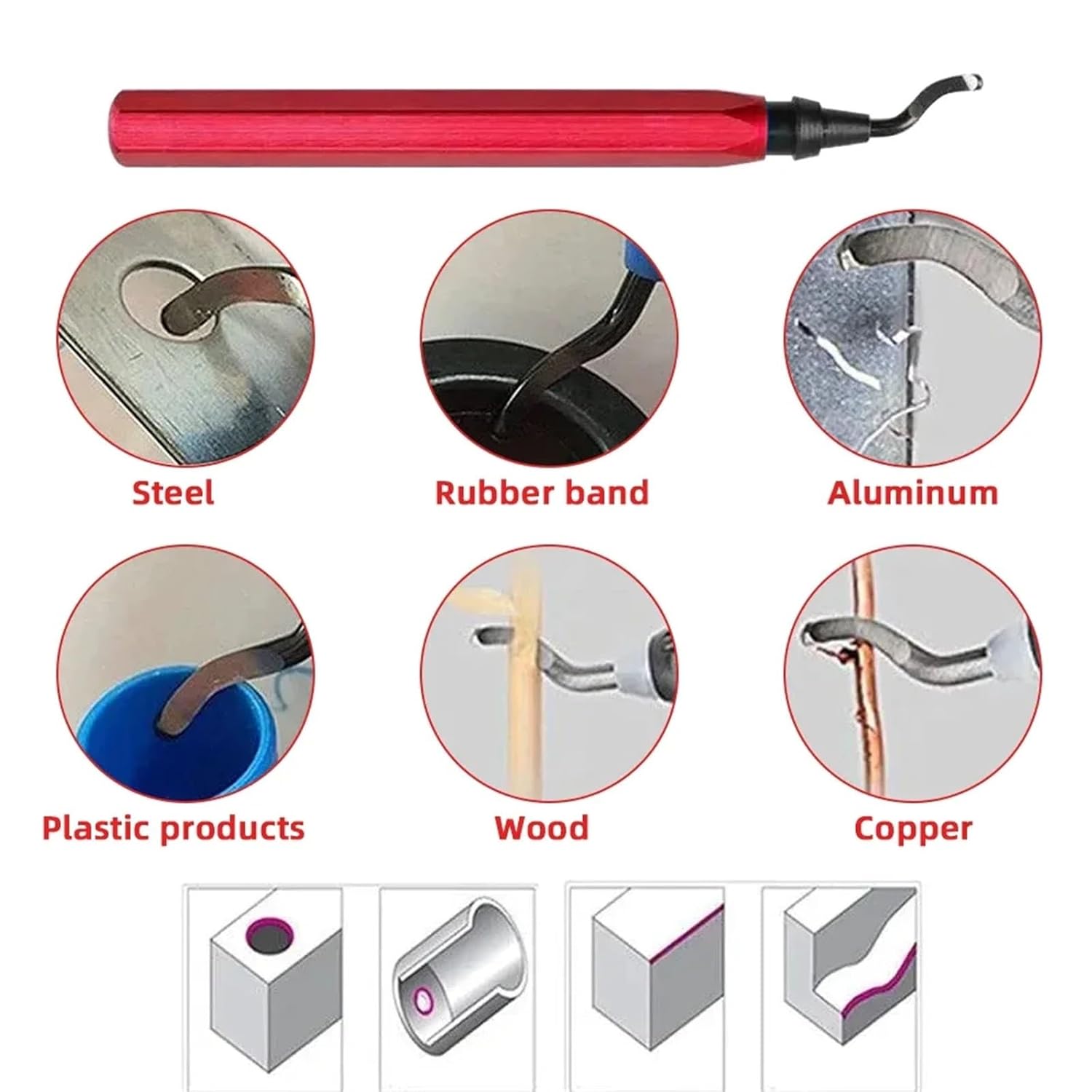 Burr Cutter Trimming Knife Scraper Deburring Tool DIY Edge Cutter Router Bit Rotary Deburr Tube Reamer Tool Parts Trimming Knife(RB1000 15pcs Blades)