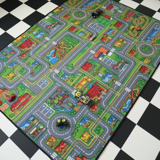 Decoweb Tapis de Jeu Enfant - Circuit de Voiture - Ville - 120 x 170 cm
