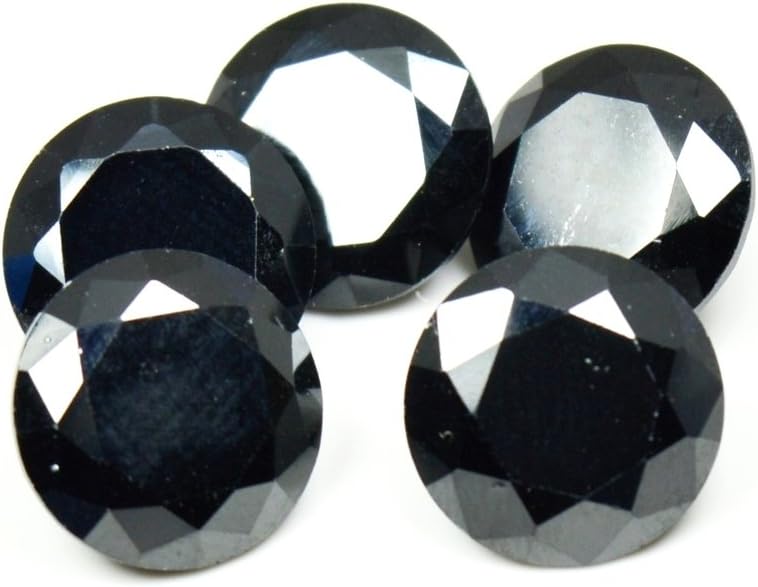 Faceted Black Zircon Loose Gemstone Total 30 Carat 5 Pcs Lot Round Shape at Wholesale Price