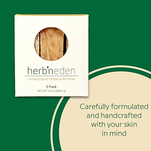 Miniatura 4 de Herb'N Eden - Jabón en barra de citronela y pachulí - Jabón hidratante para rostro y cuerpo - Para acné, eczema, piel seca y agrietada -