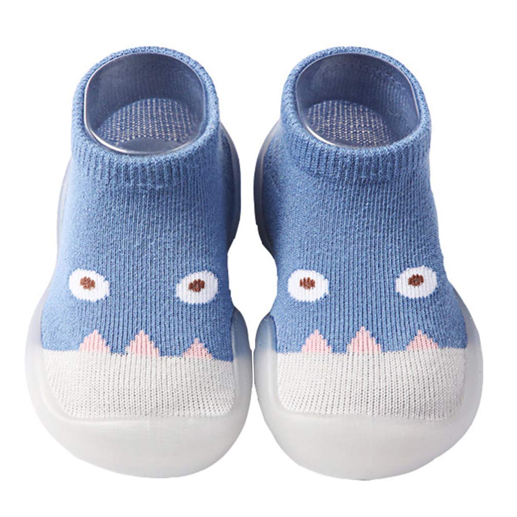 Holibanna Breathable Non-Slip Socks Baby Home Shoes Soft Cotton First Walking Comfortable Footwear Sky-Blue