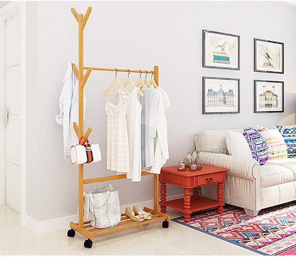 - ADA Handicraft Bamboo Garment Rack with 6 Side Hook Tree Stand Coat Hanger and Four Stable Leveling Feet for Jacket, Umbrella, Clothes, Hats, Scarf, and Handbags - (70cm) (DO-IT-Yourself)