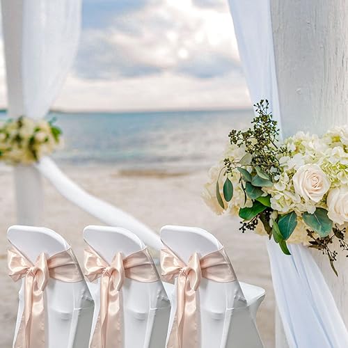 Miniatura 3 de Maiangel Bandas de satén para silla, lazos para silla, 12 lazos para silla, bandas traseras para bodas, fiestas, eventos, banquetes, decoración de