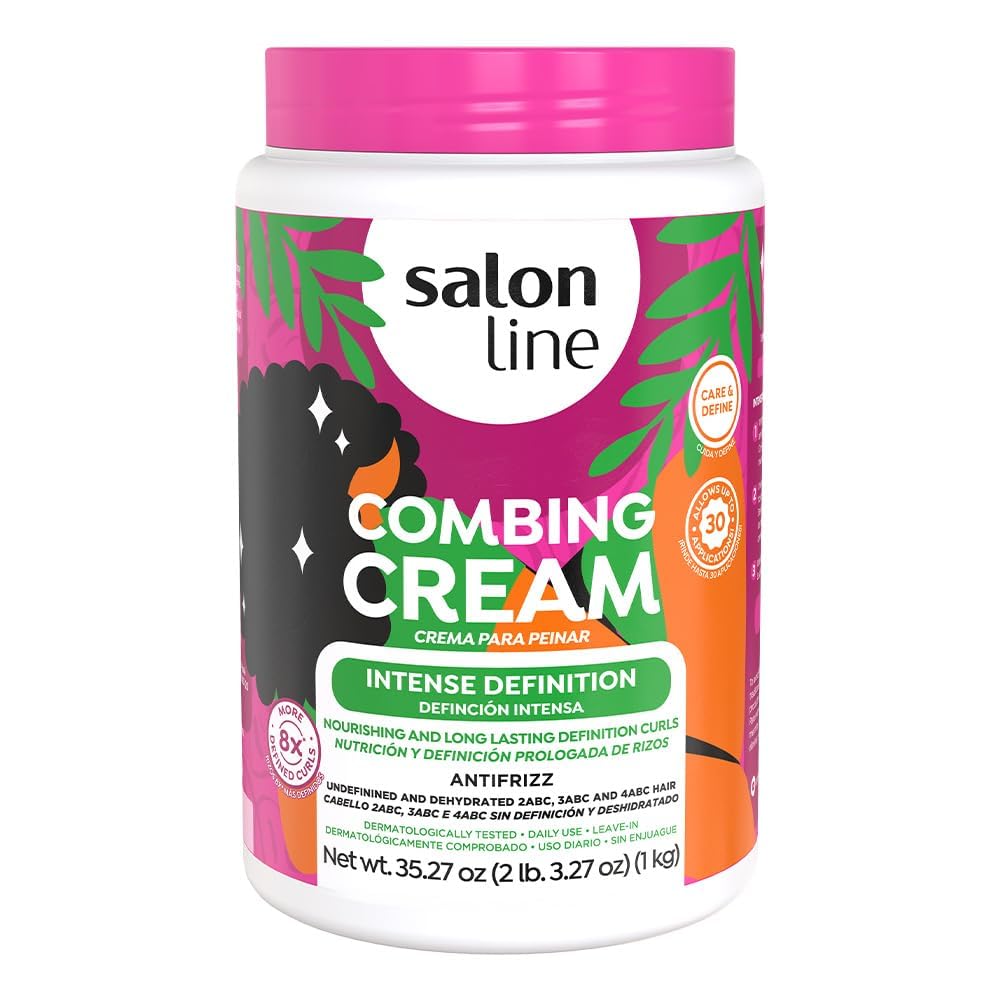 Salon Line Intense Definition Combing Cream, 35.27 Oz, Coconut Oil, Almond Oil and Honey Extract, Curl Definition, Frizz Control, Deep Moisturizing