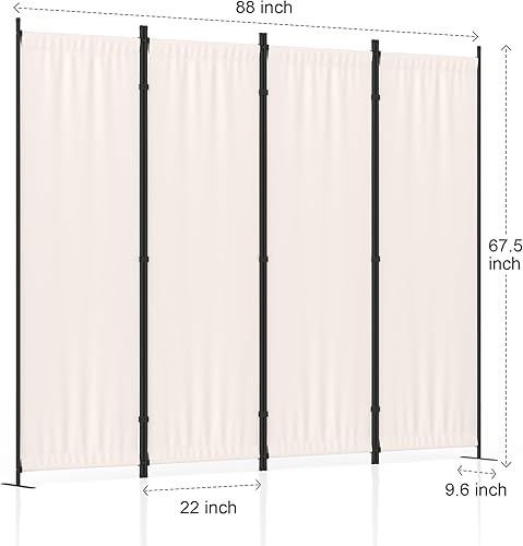 Miniatura 3 de GOJOOASIS Divisores de habitación Pantallas de privacidad plegables Partición de 4 paneles (blanco) Blanco,Azul,Azul X2,Gris,Gris X2,Blanco x2