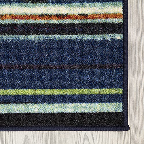 Machine Washable Vintage Striped Design Non-Slip Rubberback 2X5 Traditional Runner Rug For Hallway, Kitchen, Bedroom, Entryway, 20" X 59", Multicolor #TOP7