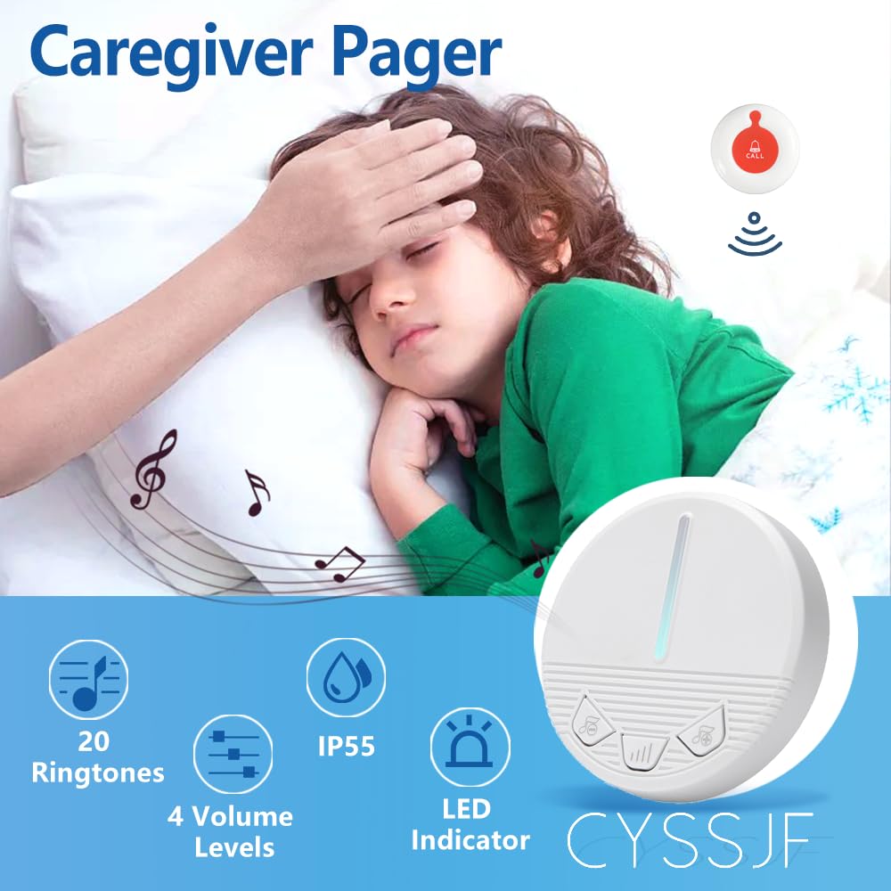 Wireless Caregiver Pager Call Button Personal Alert Pager Smart Nurse Call System für Home/Patients/Elderly/ Seniors (C)