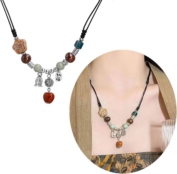 Amazon | [BOSHA] ボヘミアンエスニックネックレス手作りセラミック  