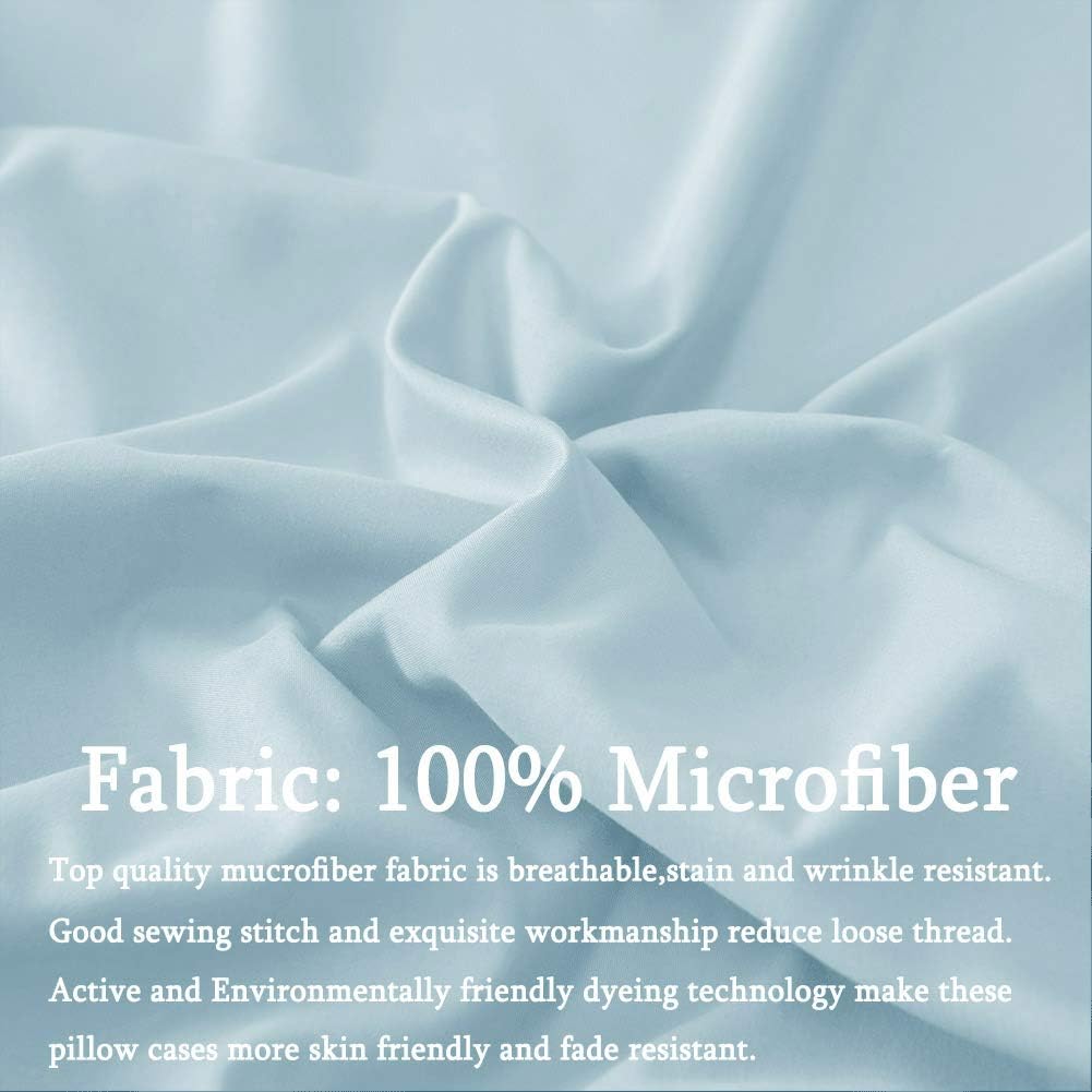 SONORO KATE Luxury Pillowcase Set Brushed Microfiber 1800 Bedding - Wrinkle, (Spa Blue, 2 Pillowcases King) image 3