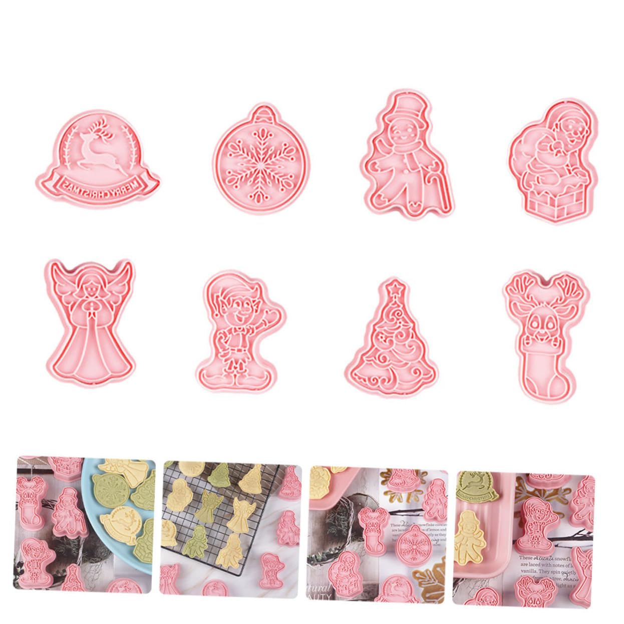 MAGICLULU 5 Juegos Molde De Galletas Navidad Prensa De Galletas Navideñas Sellos De Galletas Para Fondant Equipo Estampadora De Galletas Navideñas Azúcar Rosa Páginas 8 Uds * 5