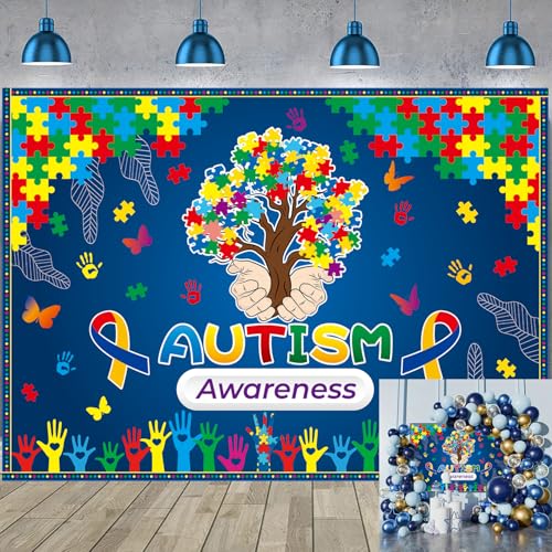 Autism Awareness Backdrop April Puzzle Pieces Autism Awareness Month Photography