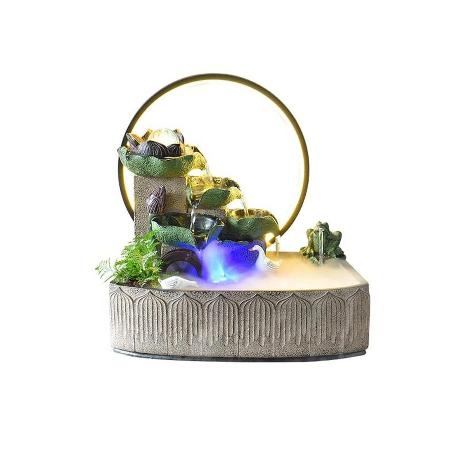 Water Feature Flowing Water Fountain with Lotus Leaves, A Circulating Feature for Your Living Room or Foyer Indoor Fountains