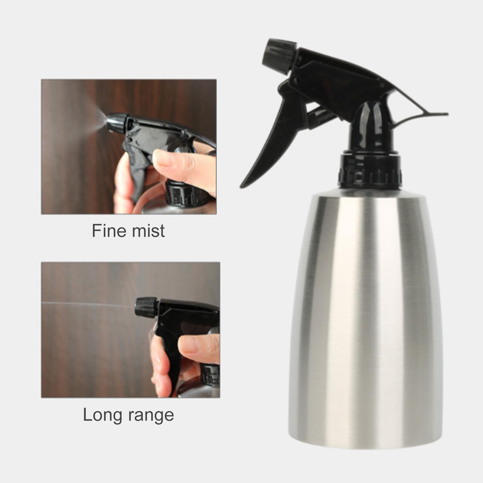 OUKENS Bottiglia di spruzzo, 400ml Multifunzionale Spraying Pot Casa In Acciaio Inox Spruzzatore con Testina Regolabile per piante, Spruzzino per Olio Riutilizzabile per Grigliare(Nero)