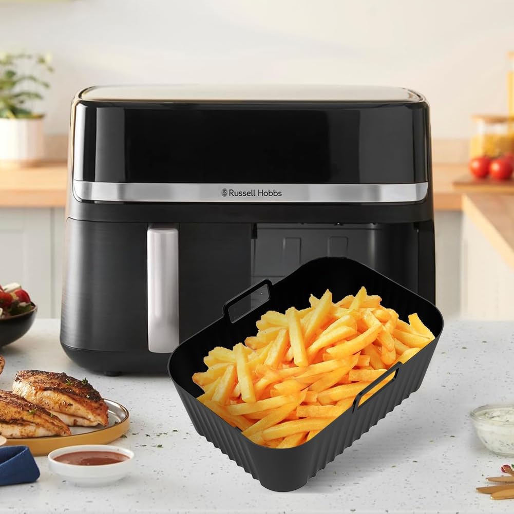 Helilyco Silicone Air Fryer Liner for 4.5L Baskets, Reusable AirFryer Accessories Compatible with Russell Hobbs, 23.5 x 10 x 8 cm