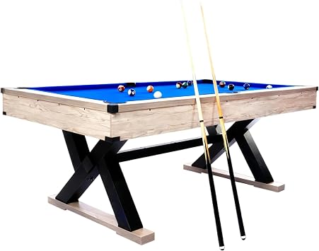 7FT Pool Table Set, Bar-Size Billiard Tables w/ 2 Cue Sticks, 16 Billiard Balls, 2 Chalks, Triangle & Brush, K-Leg Design, Heavy Duty, for Game Room, Rrec Room, Basements 84" L x 46" W
