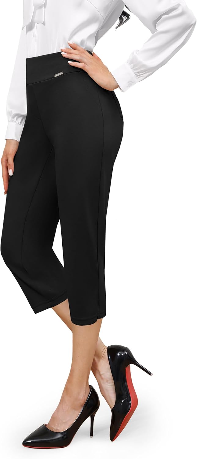 Tapata Women's Capri Dress Pants 19"/20.5" Stretch High-Waist Crop Office Work Pants Summer Casual Capris Slacks Yoga