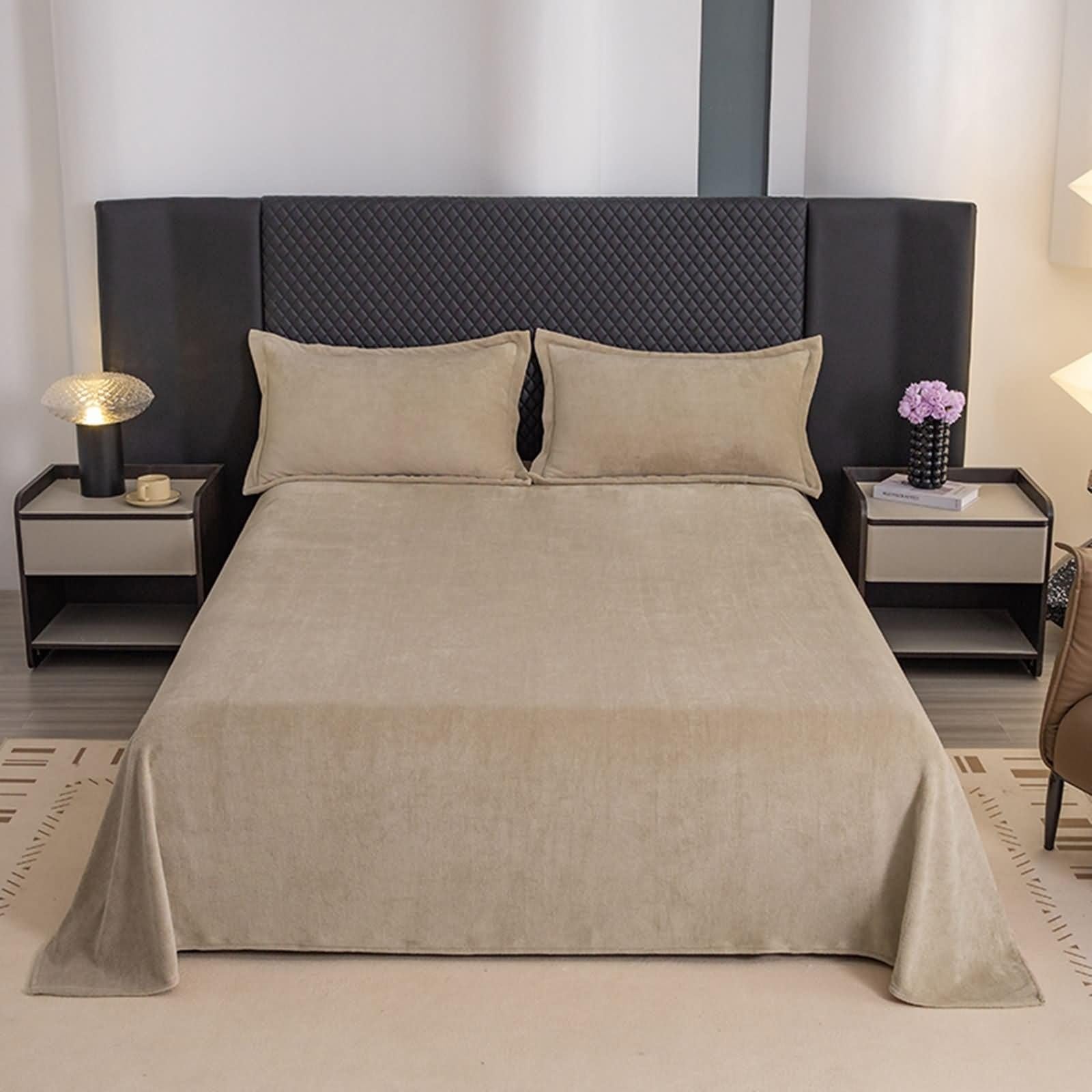 Sábanas de terciopelo, juego de sábanas de color caqui con patrón de color liso 91 x 47 pulgadas, juego de ropa de cama moderno