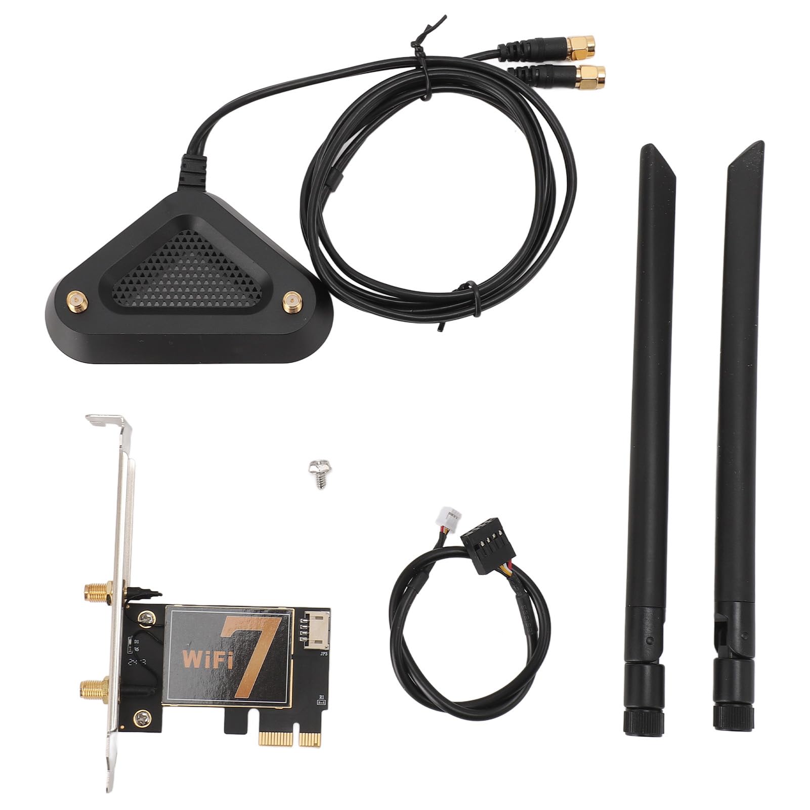 Tarjeta de Adaptador de Red WiFi, Tarjeta WiFi PCI EX1 BE200NGW 5.4 2.4 G 5G 6 G con una Antena de 8dB para Escritorio -pc (Sin Base de Antena) (con Base de Antena extendida Desmontable)