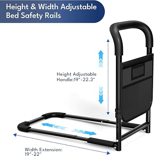 Miniatura 6 de Rieles de cama para adultos mayores, riel de asistencia de cabecera resistente de 350 libras con luz de movimiento, bastón de seguridad para cama