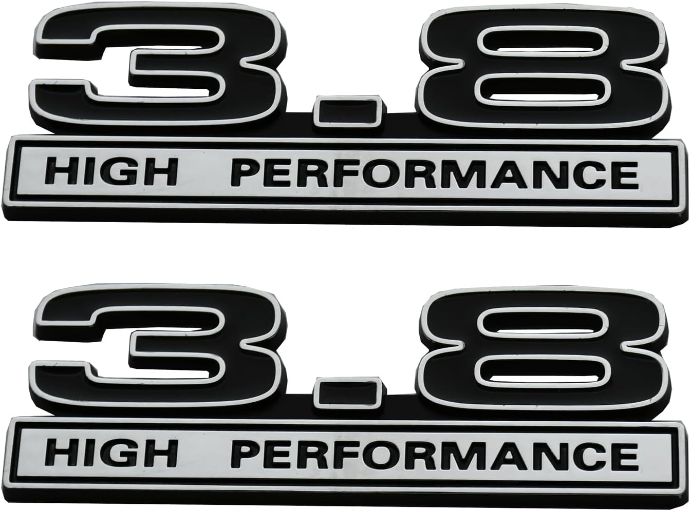 2pcs 3.8 3.8L High Performance Badge V6 Engine Emblems Badge 3D Decals Stickers Cars Trucks (Chrome Black)