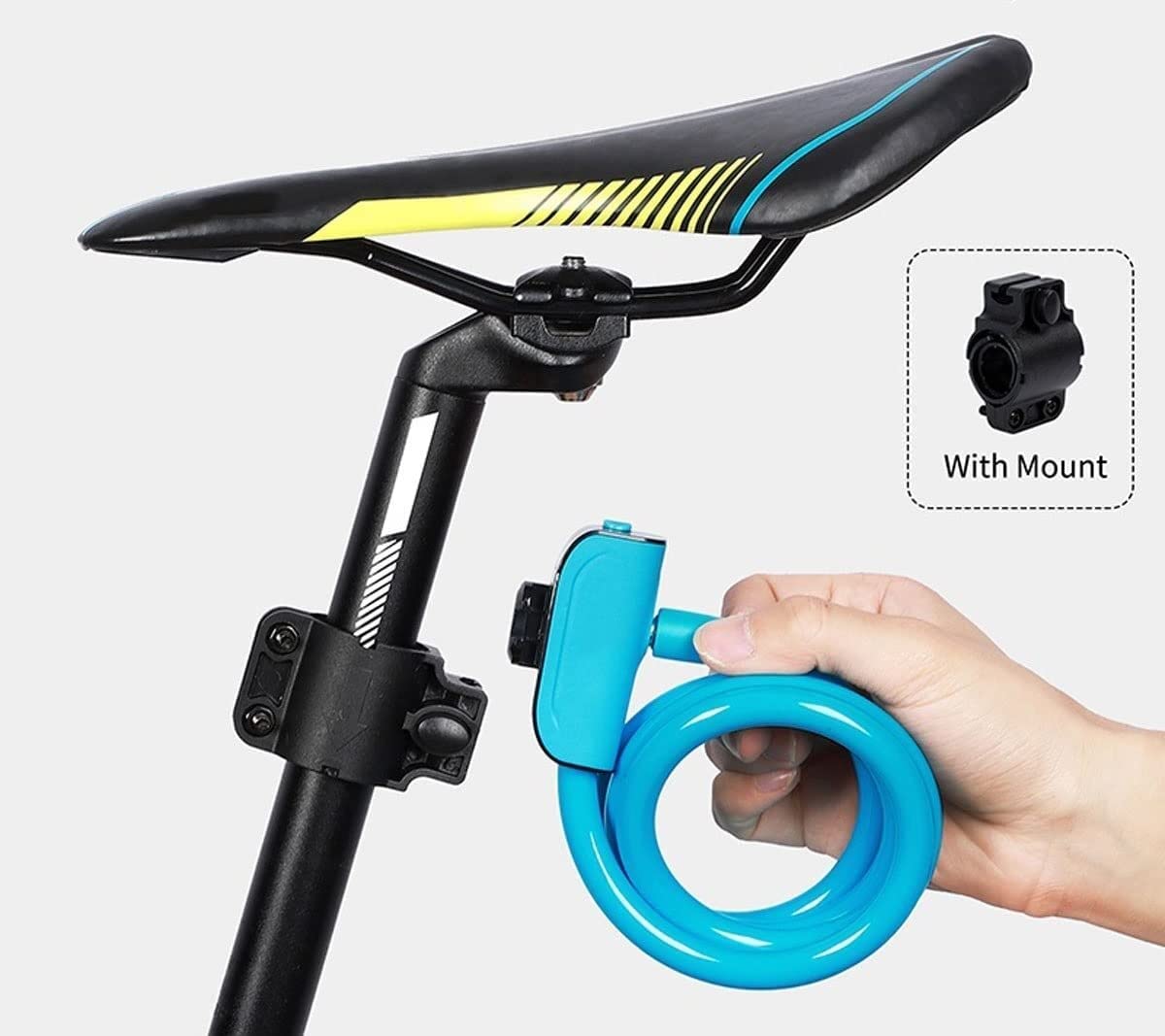 Lucchetti antifurto per Bici, per cancelli di Biciclette, Bici elettriche, Moto, con Nucleo in Rame, Lucchetto MTB in Acciaio Resistente, Lucchetto per Bicicletta (Blu 120 cm)