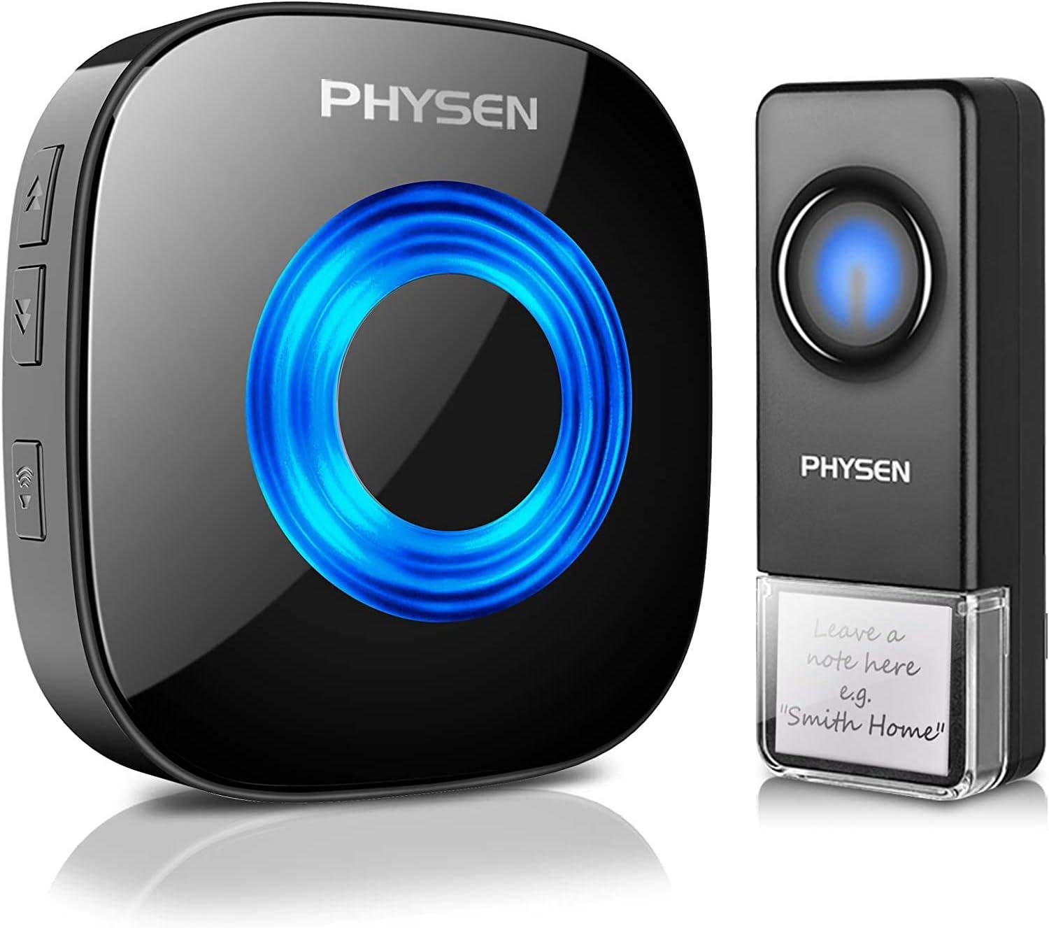 Wireless Doorbell, PHYSEN Waterproof Door bell Chimes for Home Operating at over 1300-ft Range 58 Adjustable Melodies 5 Volume Levels Door Alarm kit with LED Strobe (1 Button +1 Receiver) - - 
