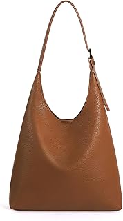 Slouchy Hobo Bag for Women, Vegan Leather Shoulder Crossbody Purse | Fits a laptop & essentials; Magnetic buckle closure; Zip pocket+keychain; Adjustable strap for shoulder/crossbody