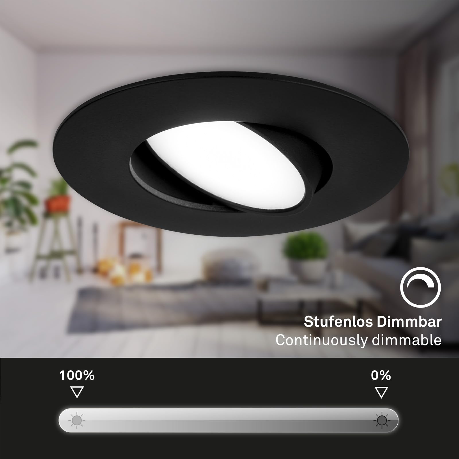 BRILONER Lot de 3 spots LED à encastrer 230V IP65 noir 90x45 mm