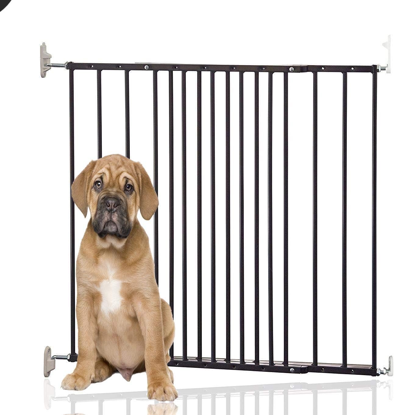 Bettacare Puerta para Perros de Metal Extensible para Montar en la Pared, Negra, 62.5cm - 106.8cm, Puerta para escaleras para Mascotas, Barrera de Seguridad para Cachorros