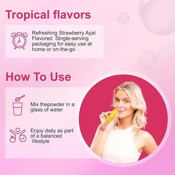Cutting Drink Mix - GLP-1 Drink Mix | Dual-Action Prebiotic Formula for Gut Wellness Support & Healthy Energy Boost | Non-GMO, Gluten-Free & Vegan | Strawberry Acai Flavor (30 Sticks)