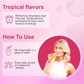 Cutting Drink Mix - GLP-1 Drink Mix | Dual-Action Prebiotic Formula for Gut Wellness Support & Healthy Energy Boost | Non-GMO, Gluten-Free & Vegan | Strawberry Acai Flavor (30 Sticks)