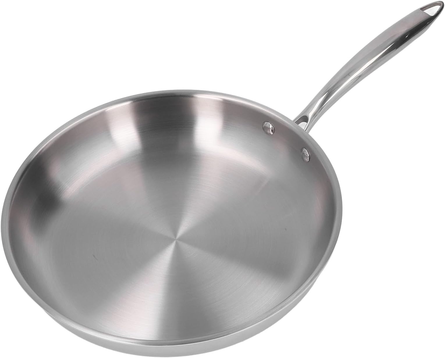 Frying Pan, Stainless Steel Widely Used Stainless Steel Frying Pan Without Liner Heater Even for Omelettes (30cm)