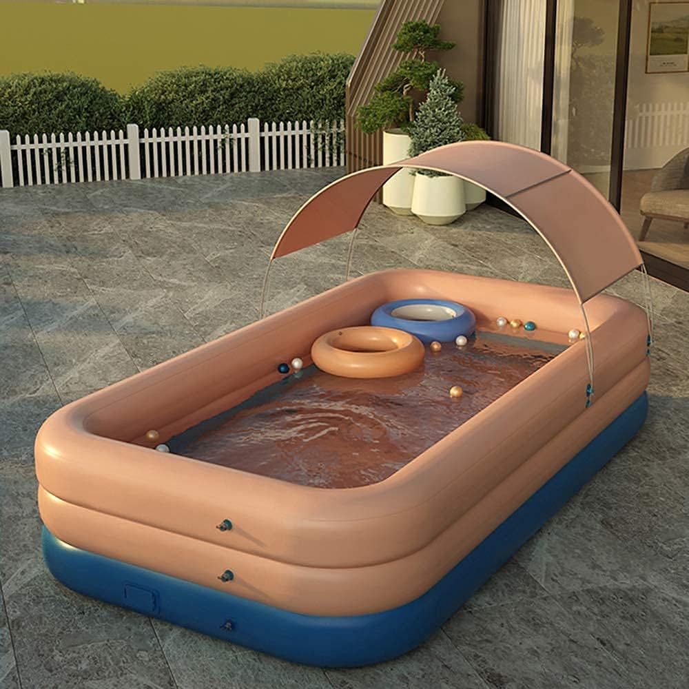 Inflatable Family Swimming Pool, Sunshade Wireless Automatic Inflatable Kiddie Pool Adult Oversized Lounge Pool Outdoor Garden