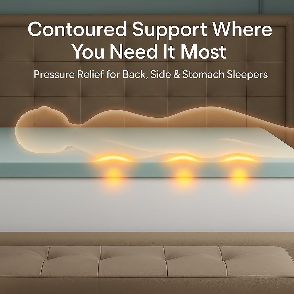 3-Inch Gel Memory Foam Mattress Topper – Layer for Pressure Relief – CertiPUR-US Certified – Twin XL – Breathable & Supportive Foam Mattress Topper for Dorm Essentials for Guys