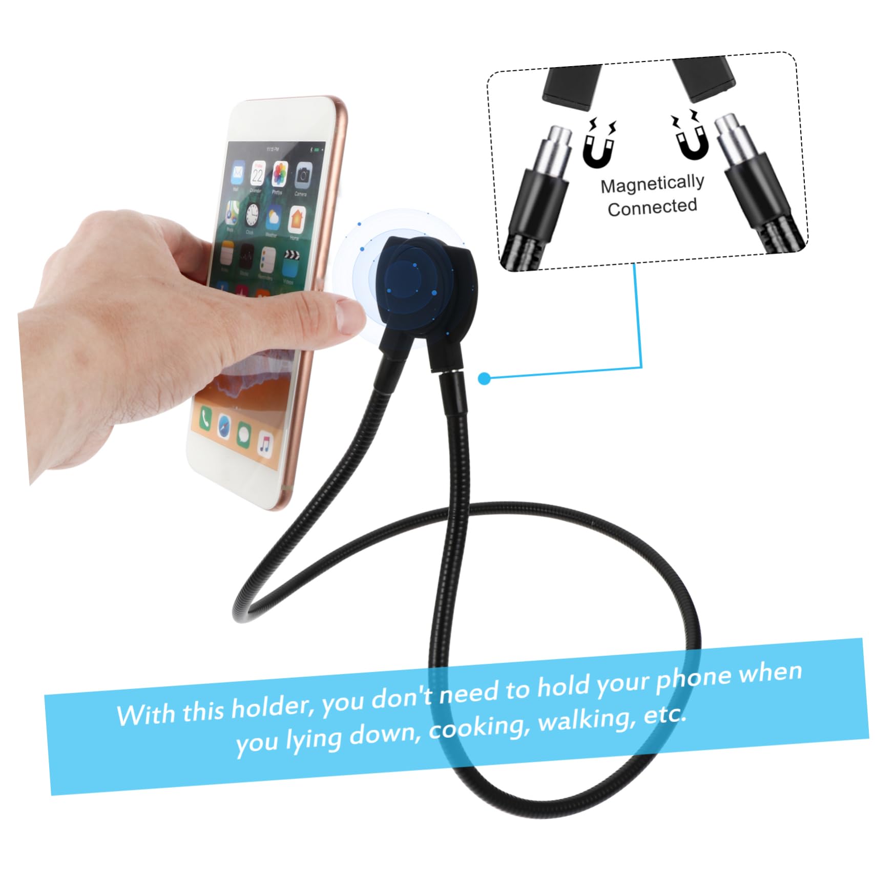Veemoon Supporto Telefono Magnetico Collo Rotante Gradi Metallo Antiscivolo per Cellulare Supporto Auto Tavolo Vita Guida Visualizzazione Comoda
