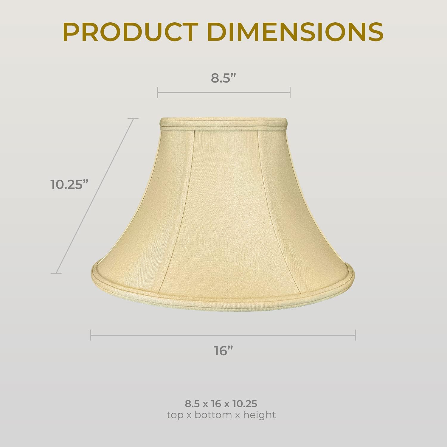 Royal Designs Shallow Bell Basic Lamp Shade, Antique Gold, 8.5 x 16 x 10.25