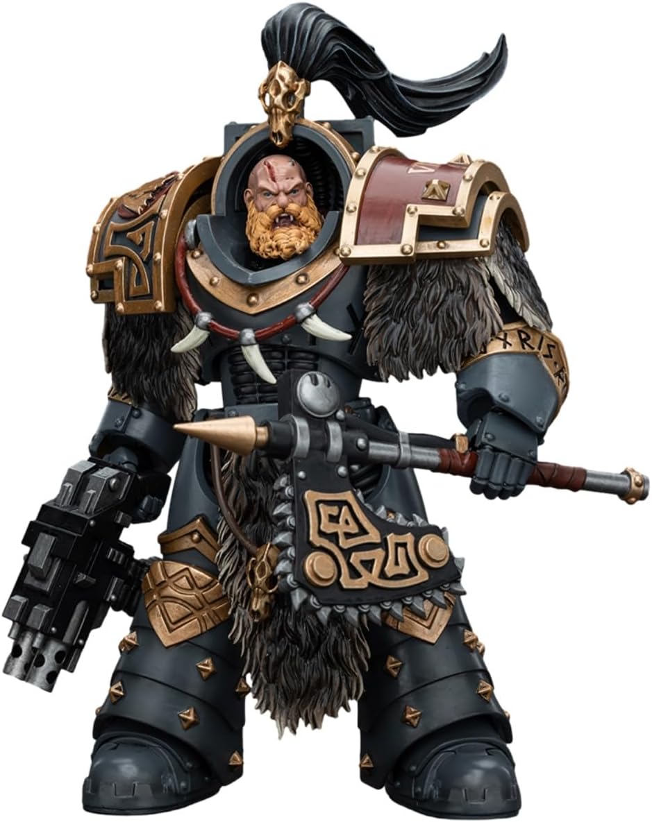 JOYTOY Warhammer 40K Space Wolves Varagyr Wolf Guard Squad Varagyr Thegn 1:18 Scale Action Figure Mecha Joy Toy Collection Model 5.35 inch