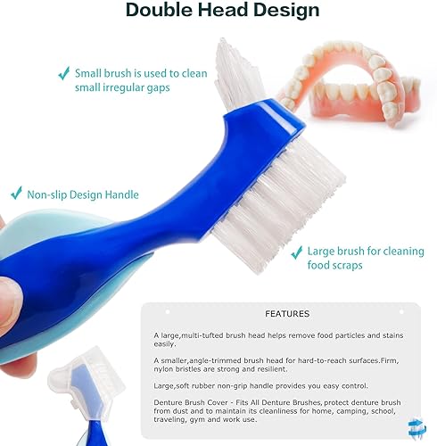 Miniatura 6 de Estuche de dentadura con cepillo de dentadura, caja de baño sin fugas, estuche de viaje para dentadura postiza, taza de dentadura con cesta para