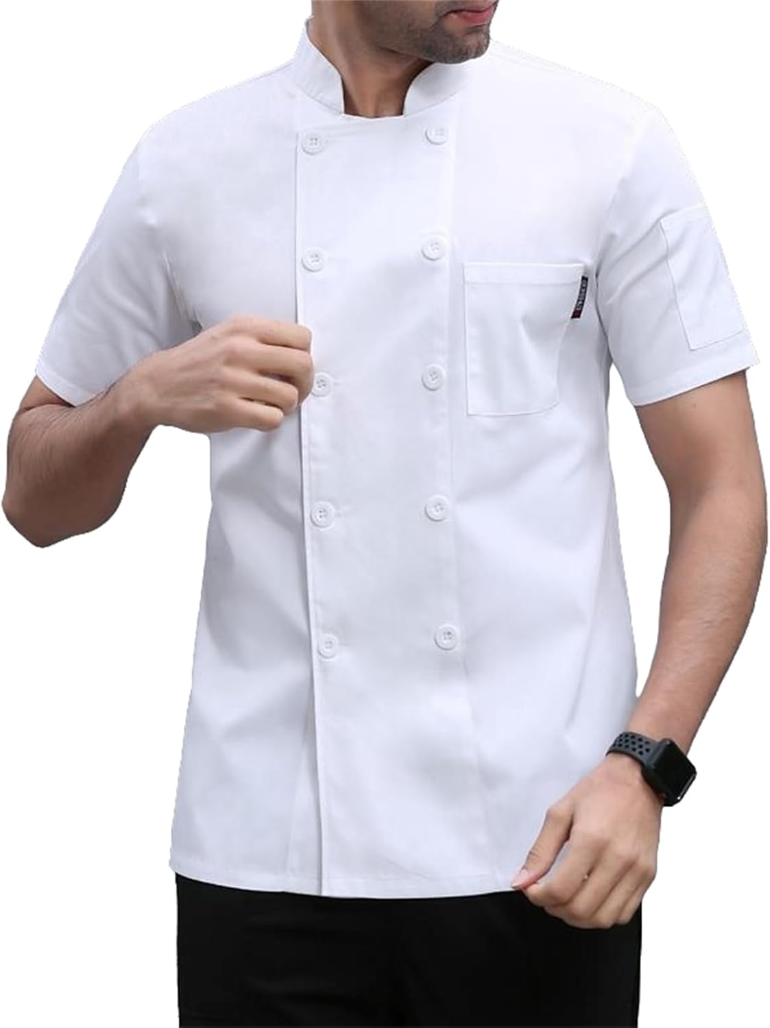 Men's Chef Coat Uniform Short Sleeve Cook Jacket Restaurant Kitchen Work Clothes