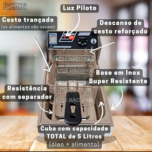 Fritadeira Industrial Elétrica 5l Premium 127v Loja Nacional