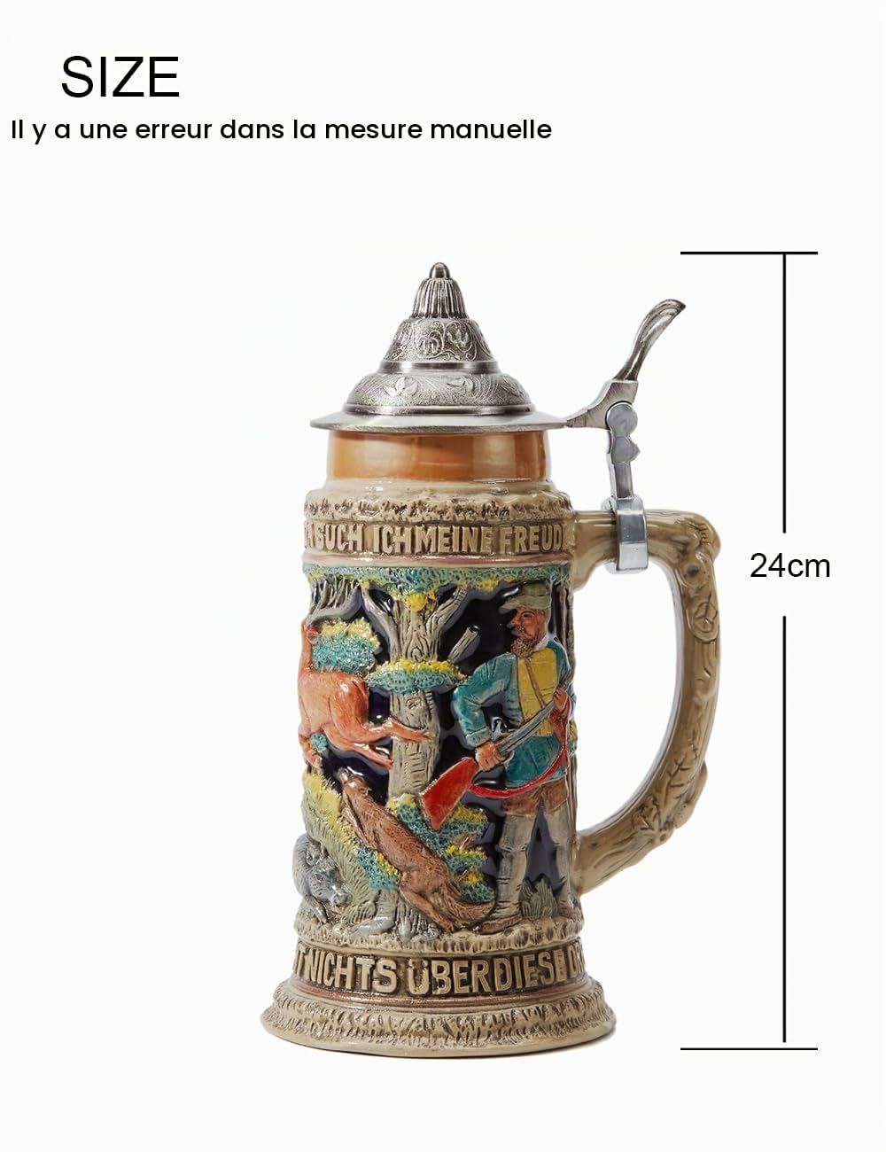 HAUCOZE Chope à Bière Allemande Oktoberfest Viking Bavière Tankard 0.6Liter | Céramique Tasse avec Couvercle Bar Maison Décoration Anniversaire Festival Cadeau pour Homme Père Mari