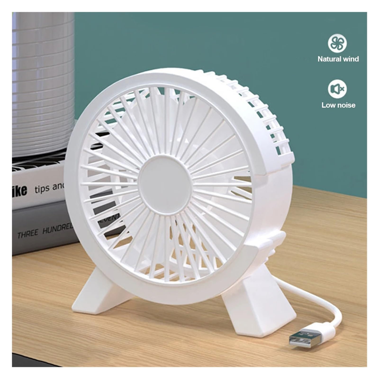 Feng Shui, Ventilatore Portatile Ventilatore Elettrico Portatile da 4 Pollici Ingresso USB Ventilatore da Tavolo Mini Ventilatore da Tavolo Raffreddatore d'Aria Muto Estivo Connessione PC per casa