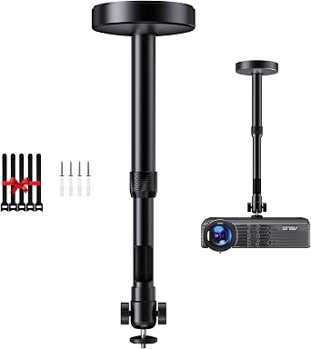 DAWASAPAT Projector Ceiling Mount with New Gimbal, Adjustable Length Projector Mount, 14-Inch Screw, Compatible with Most Projectors, Ceiling/Wall Use with Adjustable Angle