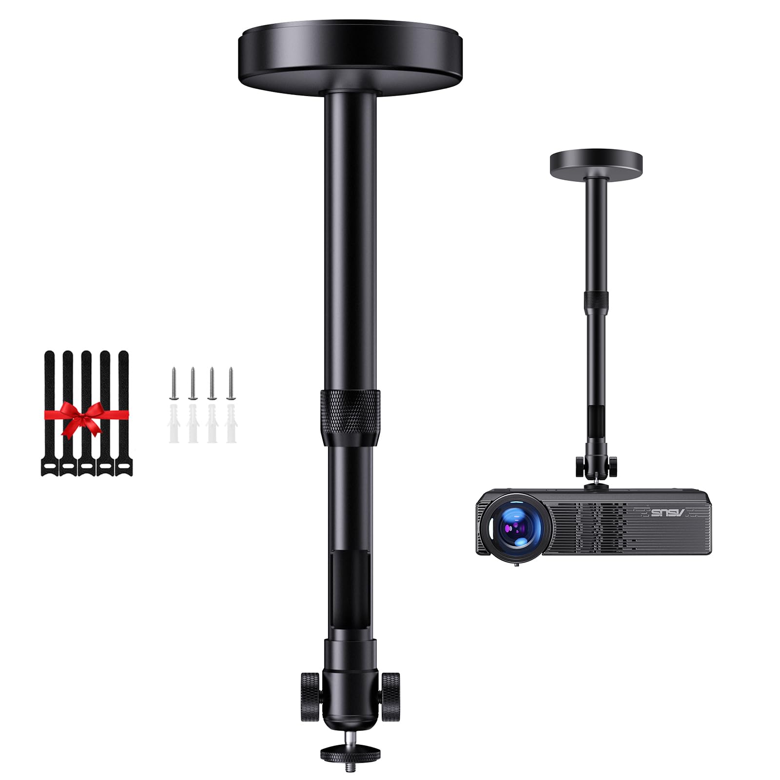 Photo 1 of DAWASAPAT Projector Ceiling Mount with New Gimbal, Adjustable Length Projector Mount, ¼-Inch Screw, Compatible with Most Projectors, Ceiling/Wall Use with Adjustable Angle