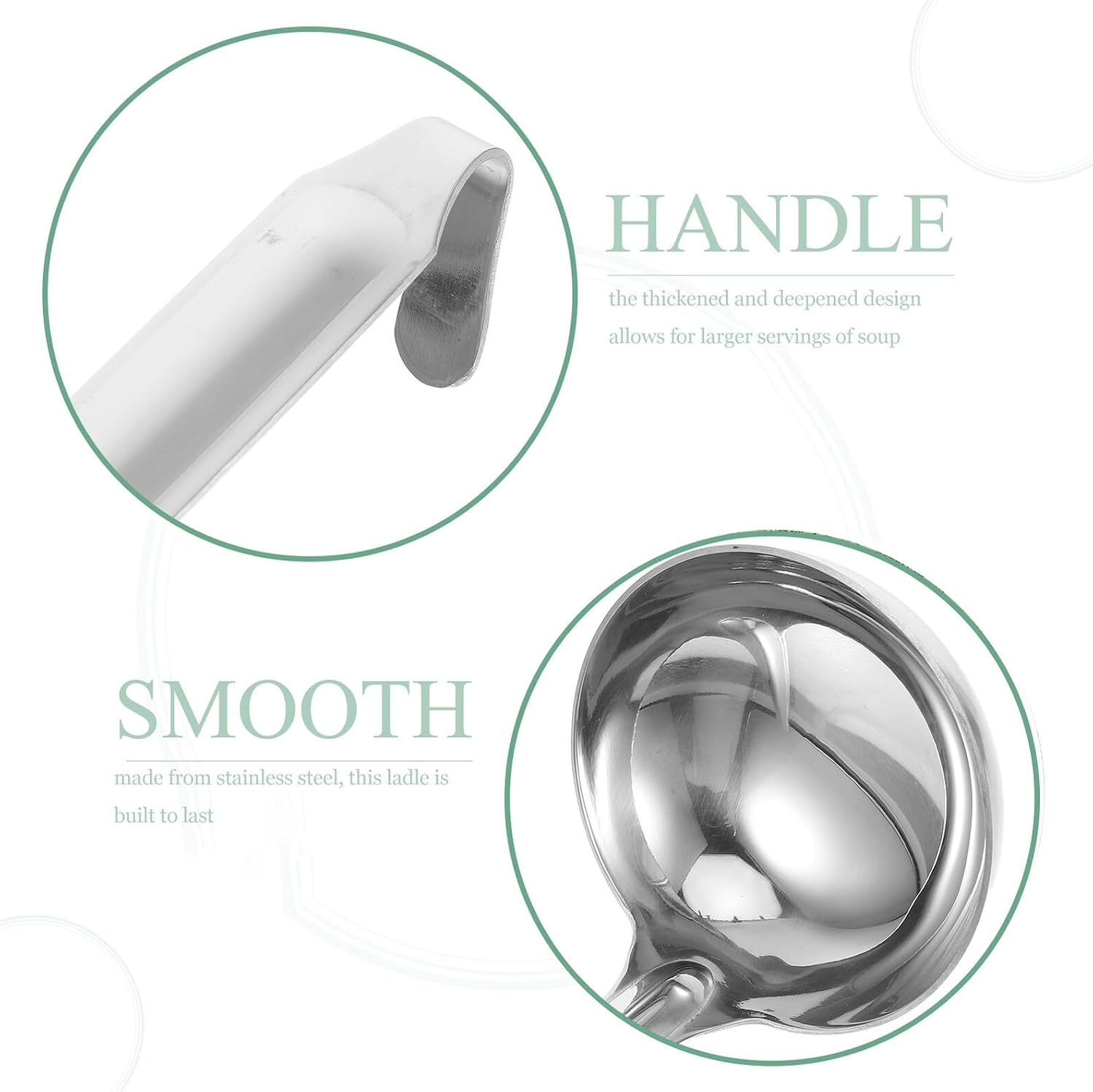 Stainless Steel Soup Ladle Spoon with Hook, Heavy Duty Home Hotel