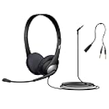 Cyber Acoustics Stereo Headset (AC-204), 3.5mm Stereo & Y-Adapter, Home, K12 School Classroom and Education