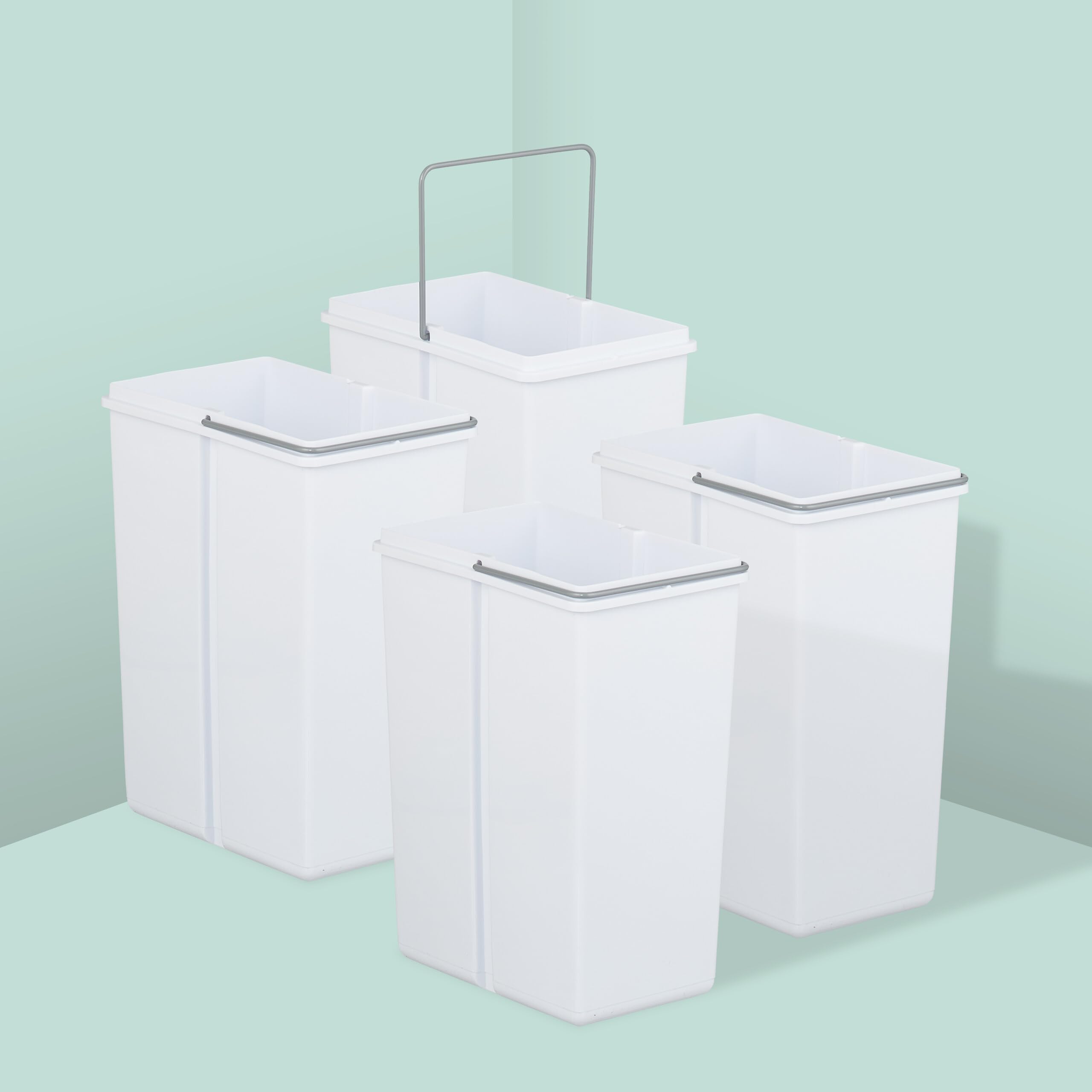 Relaxdays Pattumiera Estraibile Sottolavello, Cestino Raccolta Differenziata 4 Scomparti da 8 L, 35,1x34,3x48 cm, Bianco