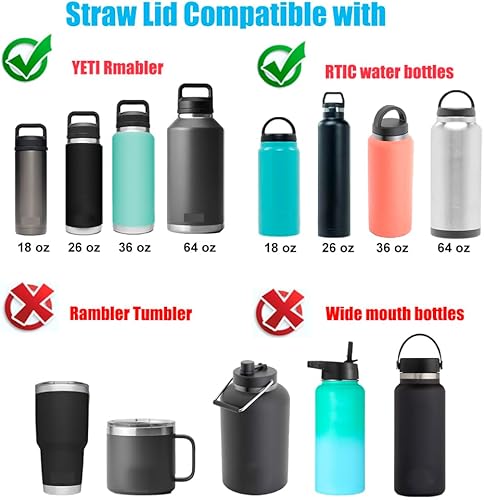 Miniatura 3 de Tapa de popote para botella YETI Rambler de 18263664 onzas, tapa de popote de repuesto para botella YETI Rambler, tapa con pajitas y cepillo y mango