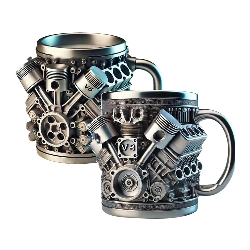 CTRLZS Engines Stainless Steel Cup Handmade Engines Enthusiasts Capacity Tea Mug